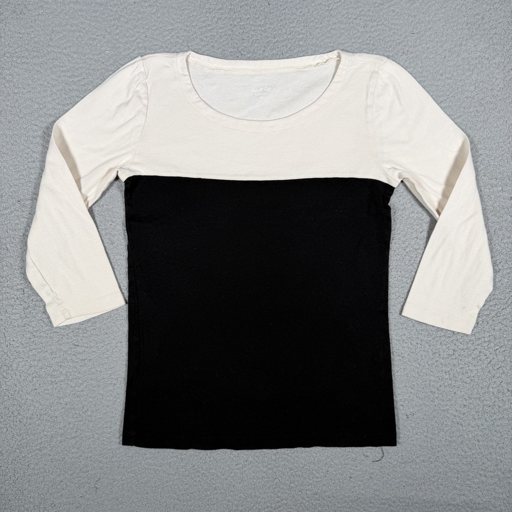 J Crew Shirt Womens Medium 3/4 Sleeve Perfect Fit Casual Preppy Top Pullover